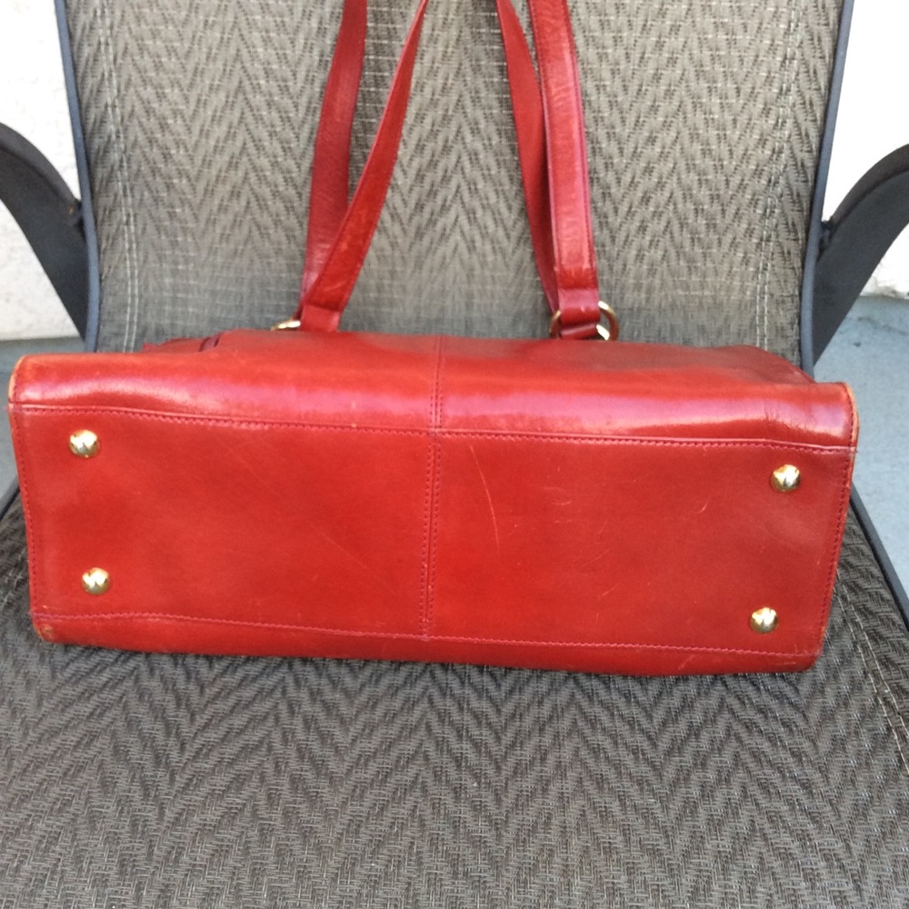 ❌SOLD❌ HOBO Cranberry Red Leather Ring Satchel Bag - Picture 7 of 11